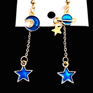Blue and Gold Celestial Earrings